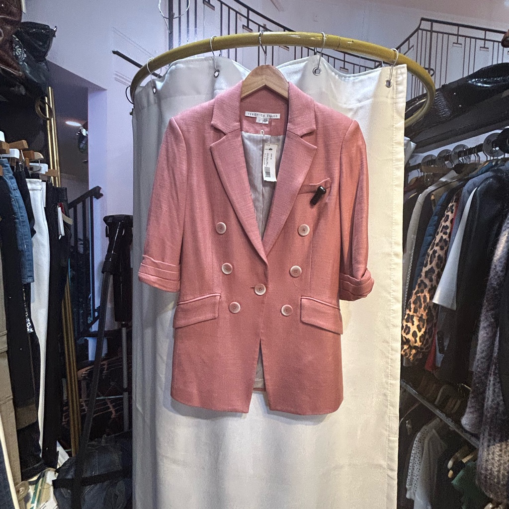 Veronica Beard Blush Double-Breasted Blazer Sz 2/Xs